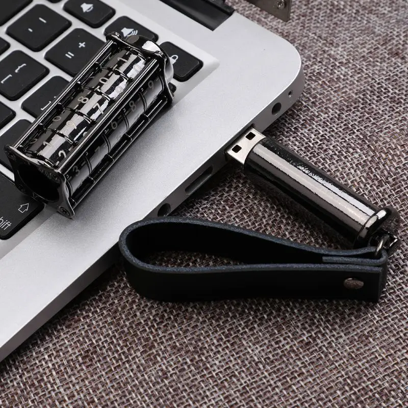Прямая# USB флэш-накопитель металлический Thumbdrive Pendrive U Stick 32G 64G USB2.0 цифровой пароль для передачи данных кольцо для ключей