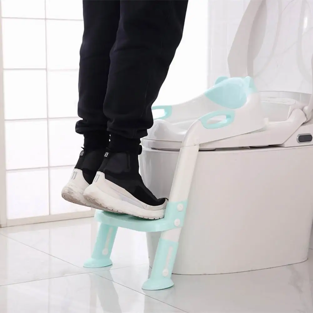 Folding Baby Potty Infant Kid Toilet Training Seat with Adjustable Ladder Infant Toilet Training Folding Seat Baby Toilet Ladder