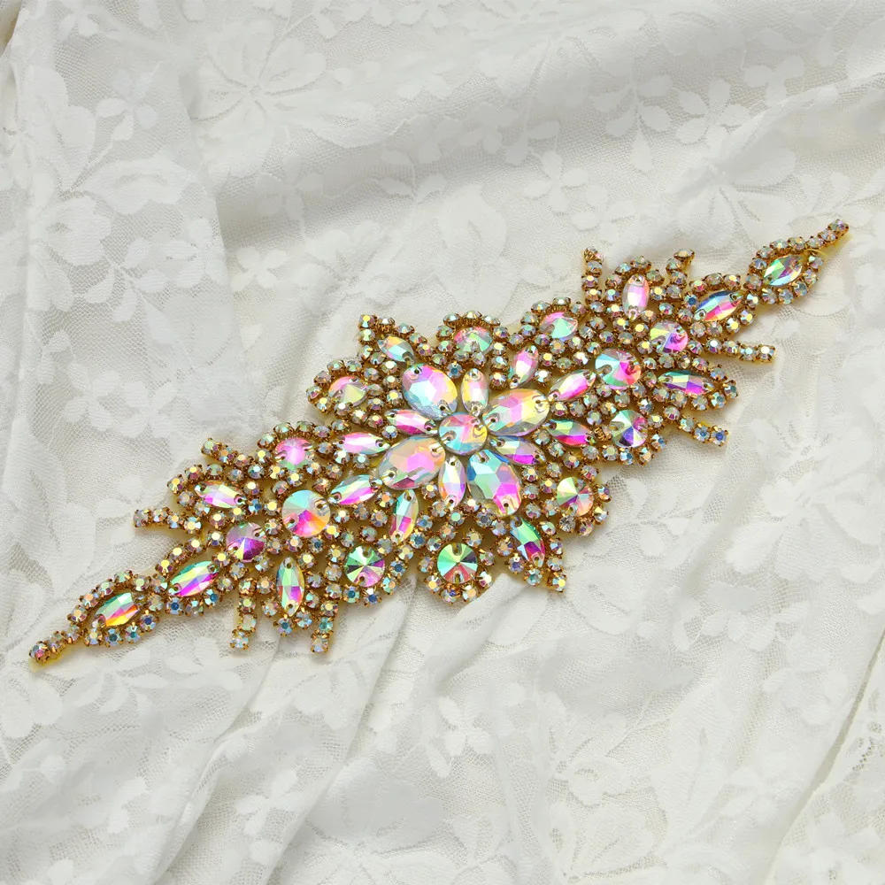 Crystal Applique 8 1 pcs Purple inestone Beaded Patch Wedding Sash Belt for Women RhSewing on for Clothing Bags Shoes Evening dress Applique - Цвет: Crystal Applique 8