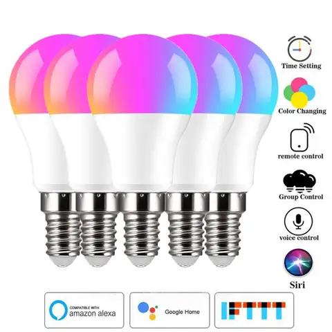 LED Smart Light Bulb Dimmable WiFi E14 Neon Lamp Siri Voice Control Alexa Google Home APP Remote Control Light Bulbs
