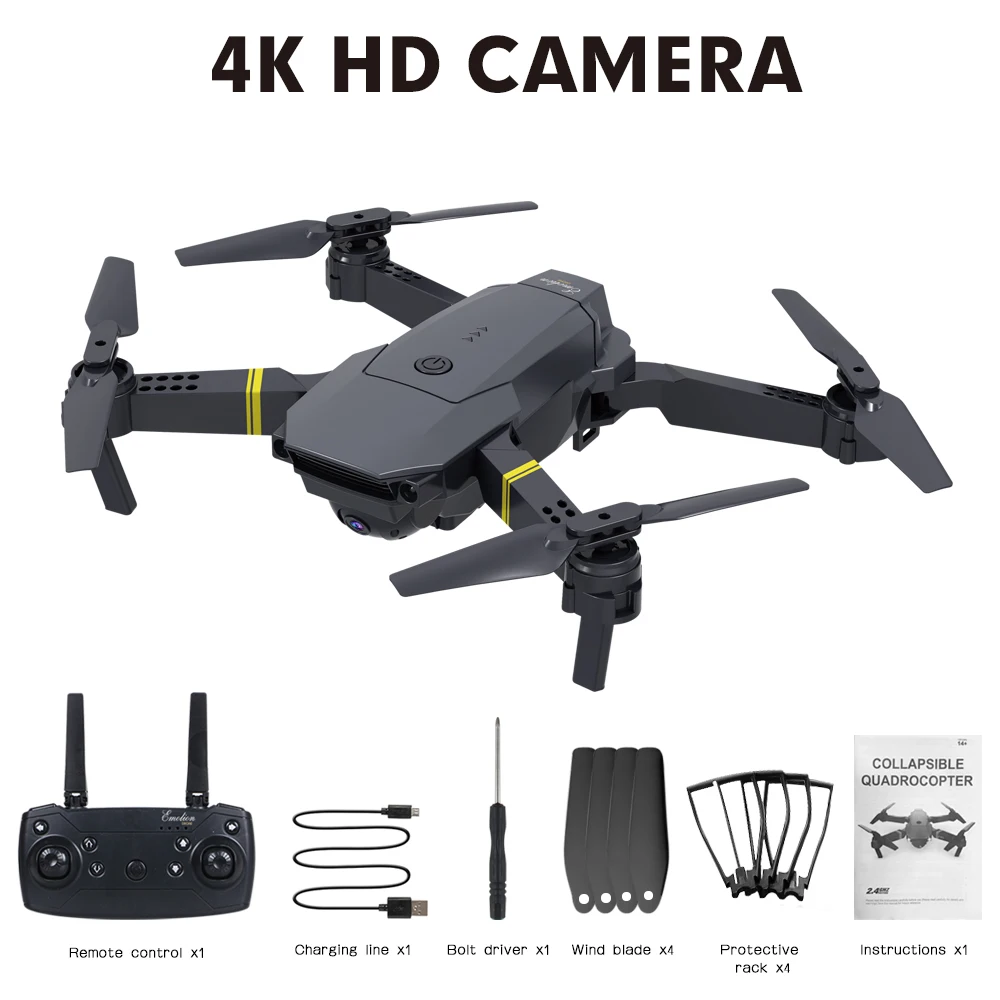 

E58 WiFi FPV Four Axis Drone 4K 1080P 720P HD Wide Angle Camera Live Video Photo Foldable Remote Control Helicopter Children Toy