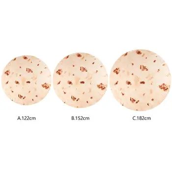 

Tortilla Texture Soft Fleece Throw Blanket Funny Pancakes Printing Round Family Car and Sofa Office Quilts Winter Bedsheet E5M1