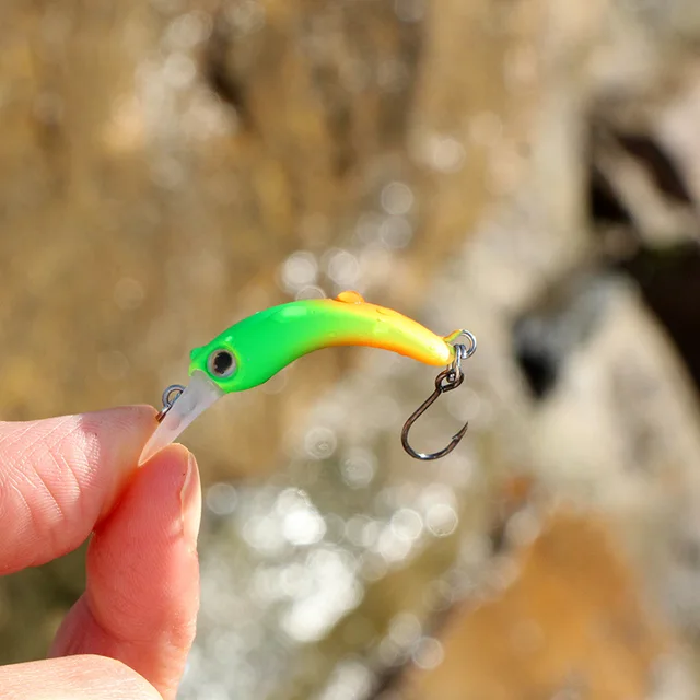 LETOYO 40mm Dying Fishing Lure Trout Mini Crankbait Micro Minnow Crank Floating Artificial Hard Baits Freshwater Fishing Tackle H
