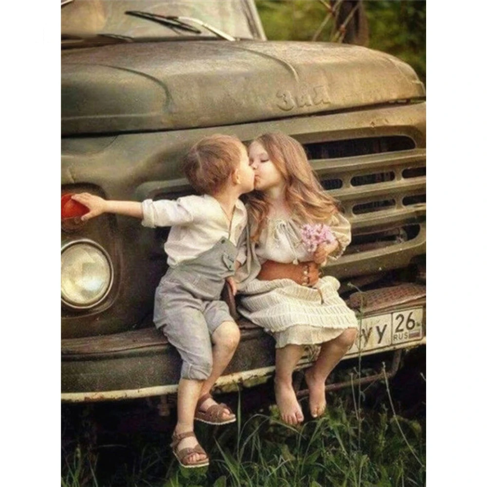 

tapb Girl And Boy Love Oil Painting By Numbers for Child Paint By Numbers Canvas Painting DIY Holiday Decorations Wall Art