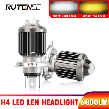 

Motorcycle Headlight Bulb led H4 Hi Lo beam super bright Motorbike moto BA20D h6 H4 led headlight len 12V 24V 6000LM 3000K 6000K
