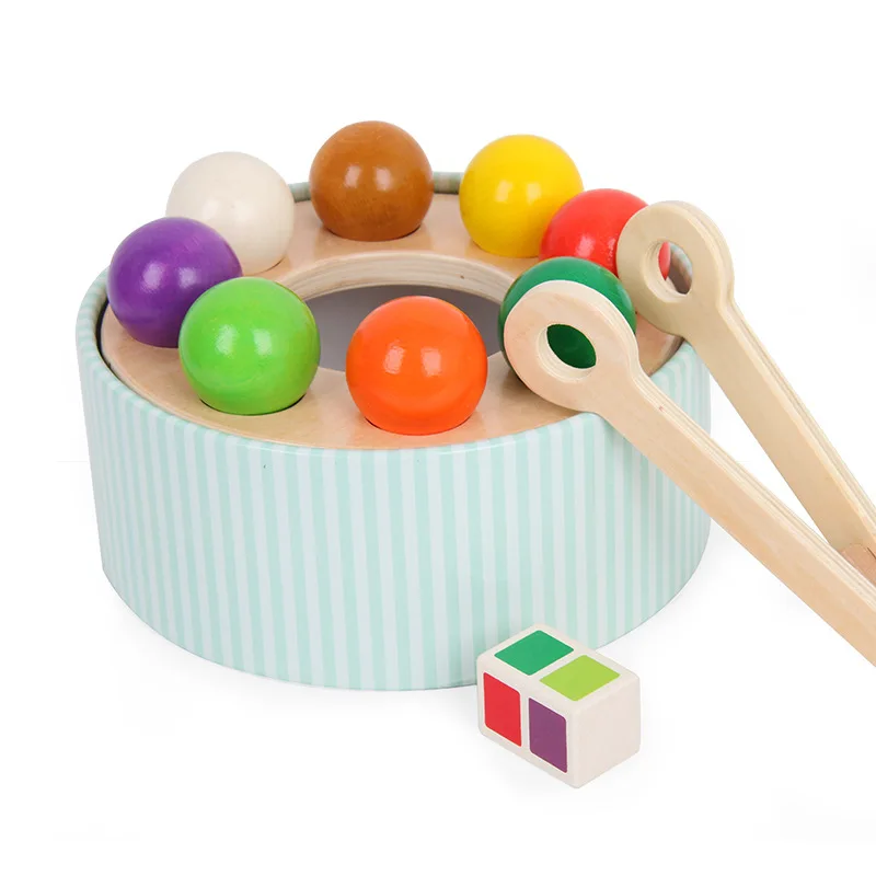 

CHILDREN'S Toy Wood Building Blocks Rainbow Ball Training Baby's Hand-Eye Coordination Toy Color Cognitive Early Education Toy