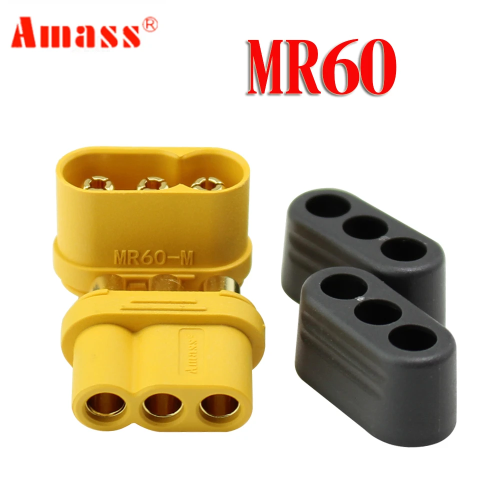 

10 Pair Amass MR60 Plug w/Protector Cover 3.5mm 3 Core Connector T Plug Interface Connector Sheathed for RC Model