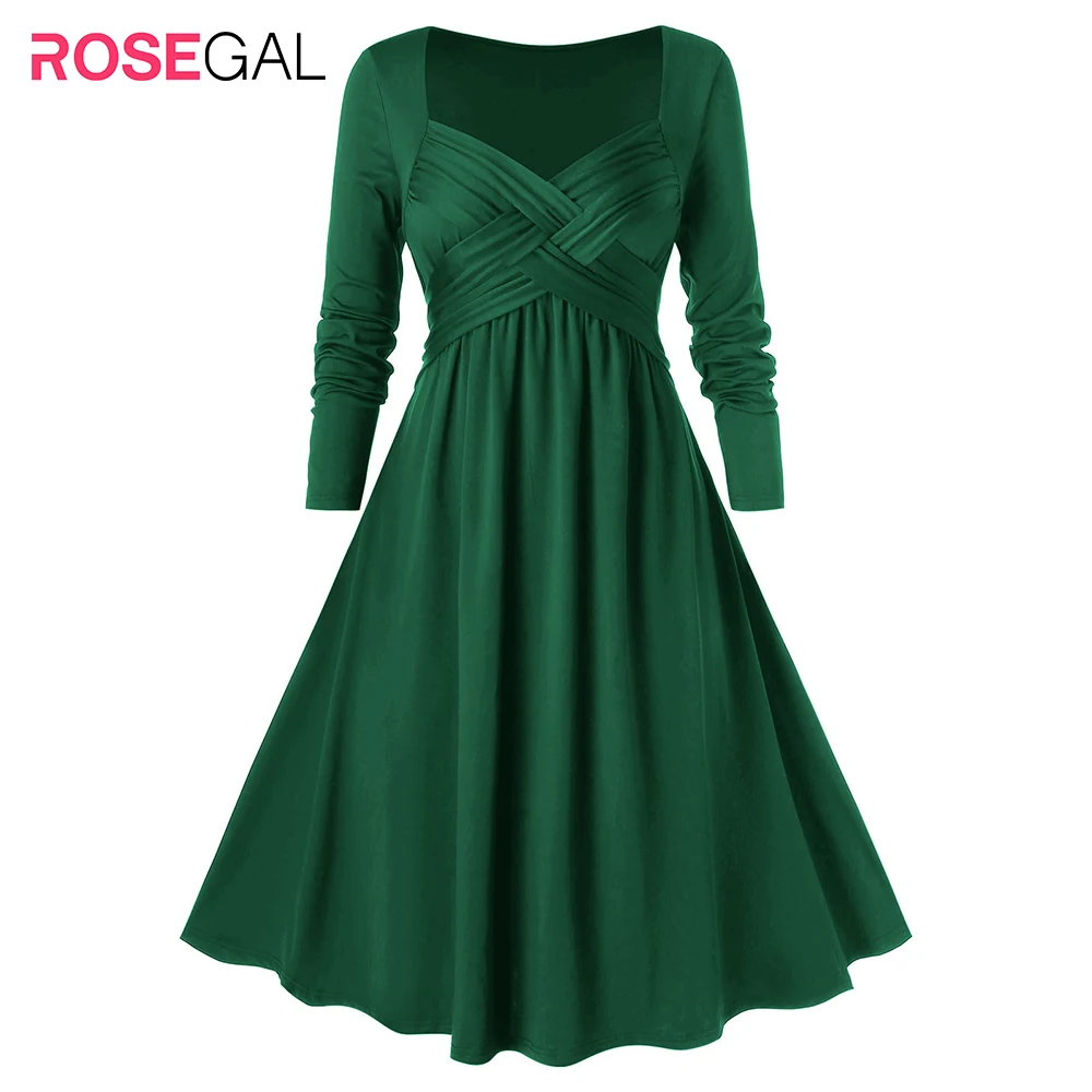 ROSEGAL Plus Size Dress Women High Wasit Criss Cross Midi A Line Dresses Holiday Elegant Maxi Club Party Vestidos Robe | Женская одежда
