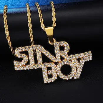 

Zciti Personalized Explosions Jewelry European And American Hip-hop Style Men's Jewelry Necklace Diamond Letters SINR Boy Pendan