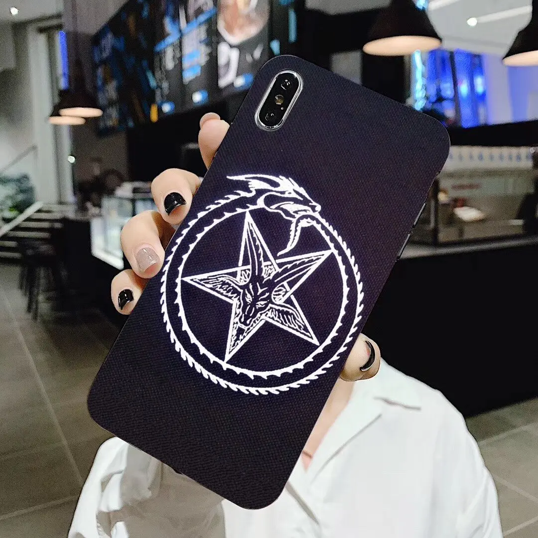 Силиконовый ТПУ чехол с пентаграммой 666 демоническое сатаническое искусство для