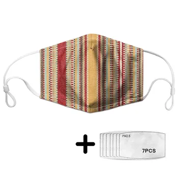 

Women Multi-color Stripe Pattern Mouth Mask With 7 Filters PM2.5 Men Reusable Mouth-muffle Face Masks Elastic Washable Mascaras
