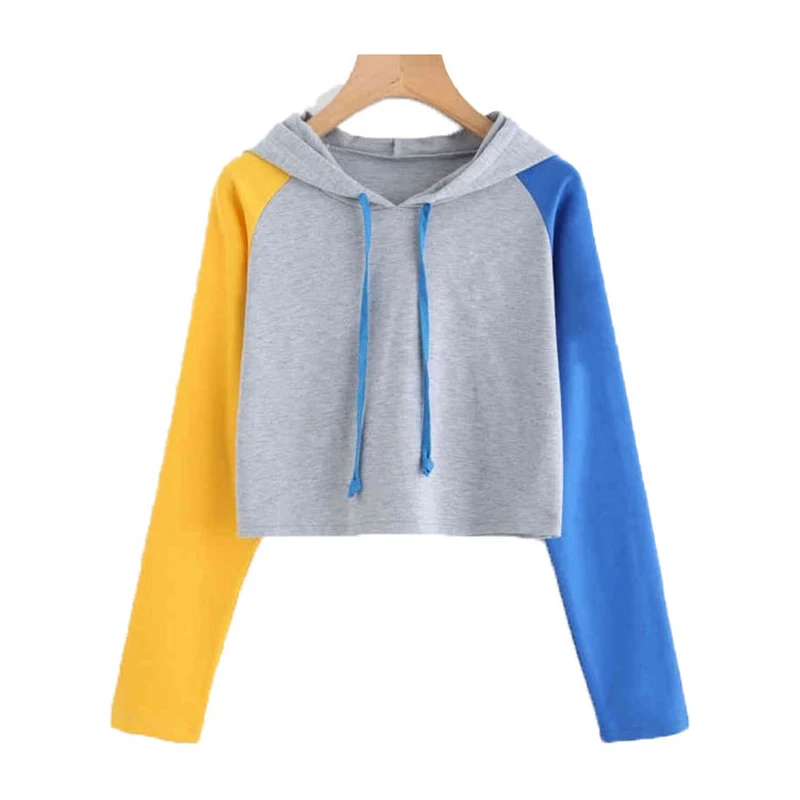 Women Hoodies Sweatshirt Autumn Crop Top Long Sleeve Sweatshirt Hoodie Patchwork Pullover Top Sweatshirts coat women hoodies