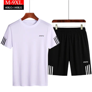 

Men's Jogger Short Sets Summer Fashion O-Neck Short-Sleeved 2 Pieces Casual Dry Quick Sports Men's Suit Plus-size M-9XL Clothes