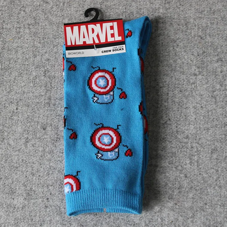 Герой комиксов Marvel General мужские носки с героями мультфильмов, Железный человек, Капитан Америка, по колено, теплые, сшитые, с рисунком, противоскользящие, повседневные носки - Цвет: 7