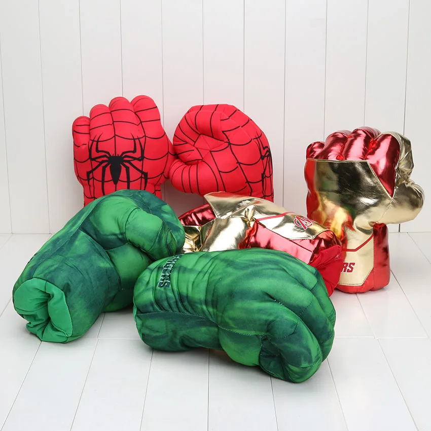 

13'' cosplay Incredible Hulk Smash Hands Spider Man Plush Gloves Performing Props Toys kids gifts