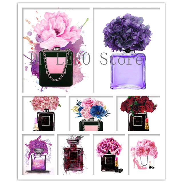 Flower Perfume Bottle Fashion Book Diamond Painting Makeup Diamond  Embroidery Art Picture Modern Girl Woman Room Decoration - AliExpress