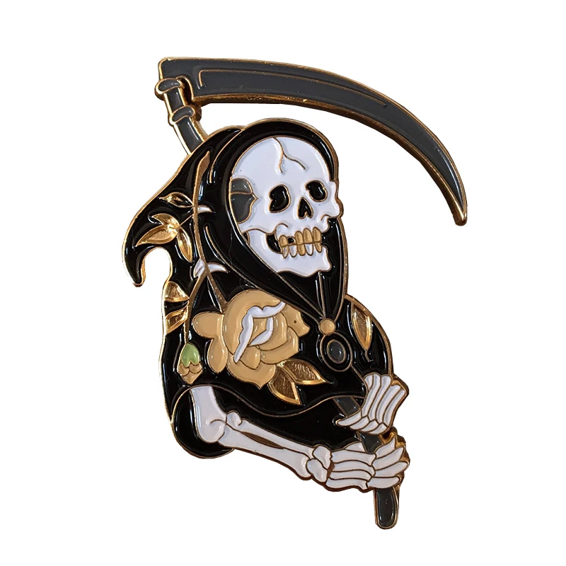 Memento Mori Ouroboros and Skull Brooch Death skeleton Enamel Pin Horror Gothic Art Jewelry|Brooches| - AliExpress
