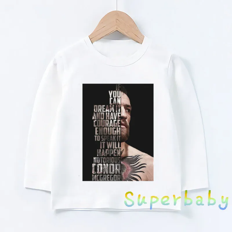Детская футболка с принтом «MMA Conor Mcgregor» Повседневные Забавные топы для маленьких мальчиков и девочек, детская футболка с длинными рукавами LKP003