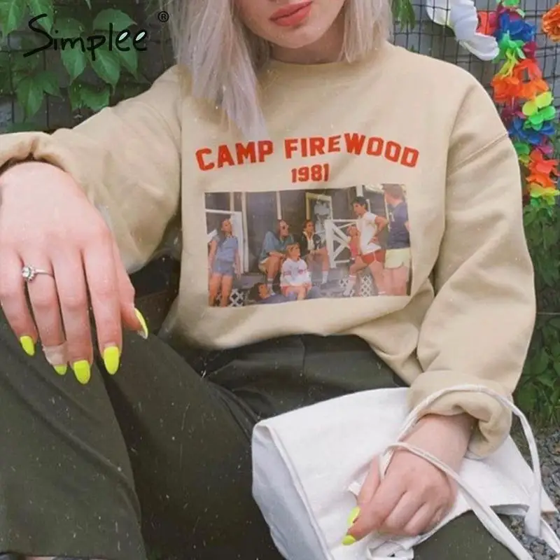 Simplee модная уличная женская футболка с длинным рукавом и круглым вырезом женский