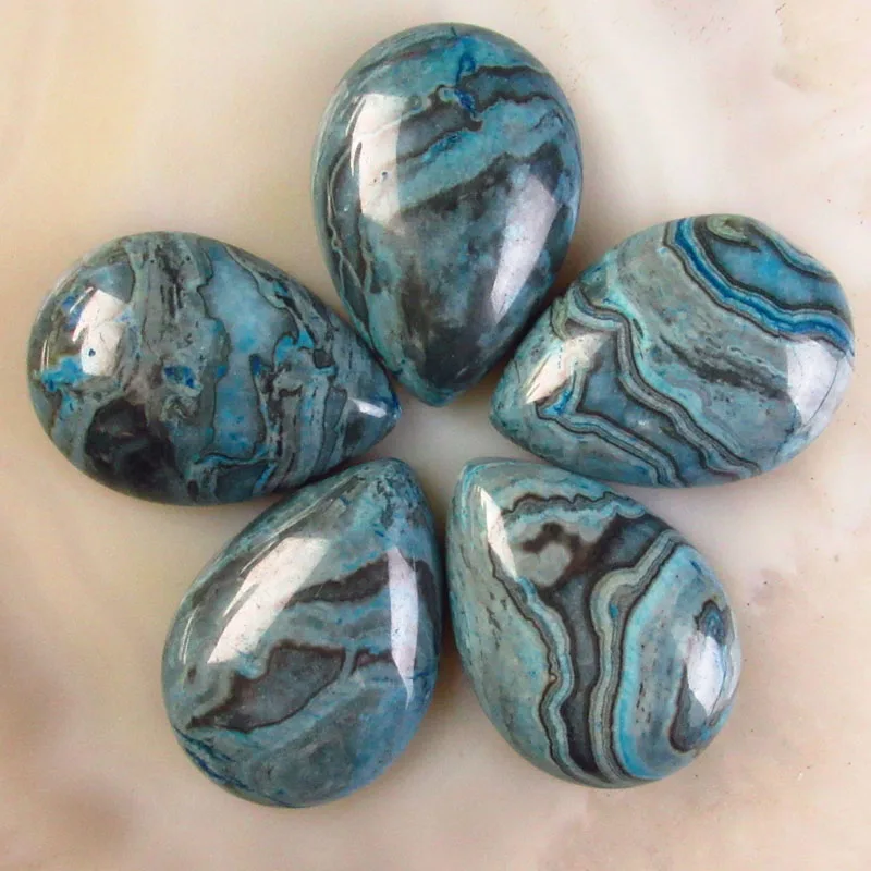 12 pieces/lot) Wholesale Blue Crazy Agates Teardrop CAB CABOCHON 25x18x6mm Free Shipping Fashion Jewelry
