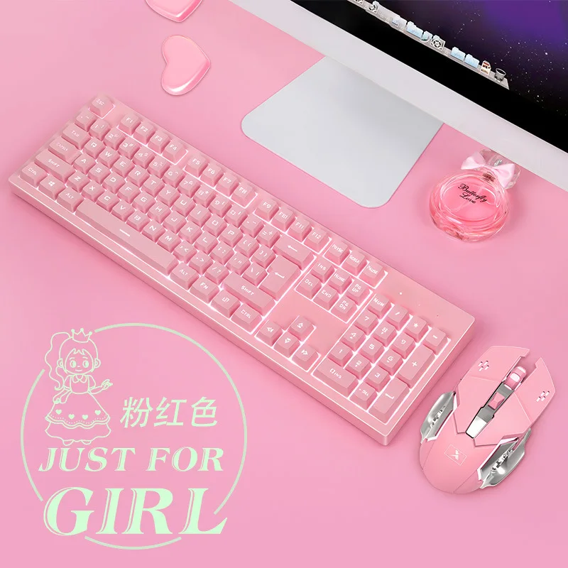 

Technology 616 Rechargeable Wireless Mouse Set Pink Machinery Handfeel Wireless Keyboard And Mouse Set