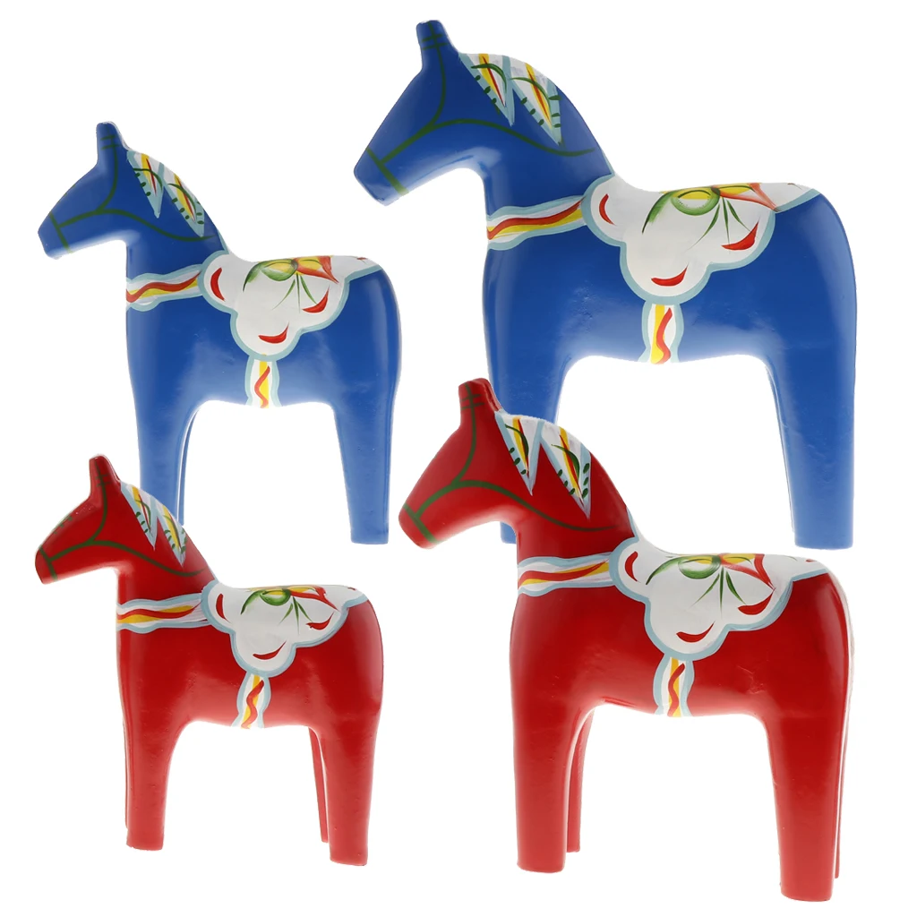 Set of 2 Dala Horse - Swedish Statue Vintage Unfinished Wooden Figurine | Дом и сад