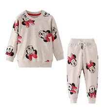 Одежды с длинными рукавами и героями мультфильмов для девочек, осенне-зимняя верхняя одежда, толстовки+ спортивные штаны, детская одежда, модные костюмы из 2 предметов для девочек с мультяшным принтом