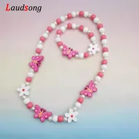 Cartoon Colorful Wooden Unicorn Flower Animal Child Sweater Necklace Bracelet Girl's Gifts Children's Jewelry Kids Toys 2pc 4