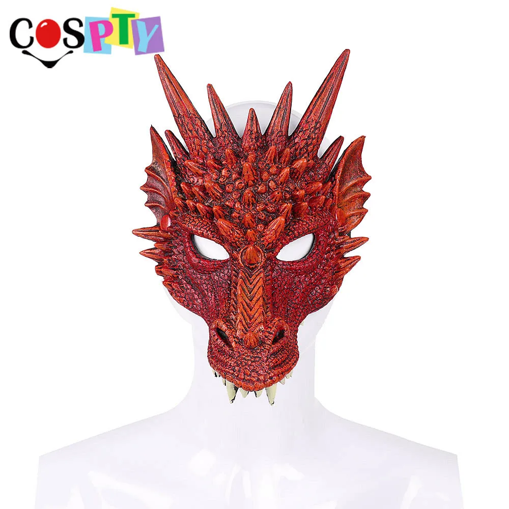 red mask Cospty/для взрослых мальчиков и девочек; Новогоднее украшение; карнавальные вечерние костюмы в виде животных; маскарадный костюм дракона; Маскарадная маска для лица и крылья - Цвет: red mask