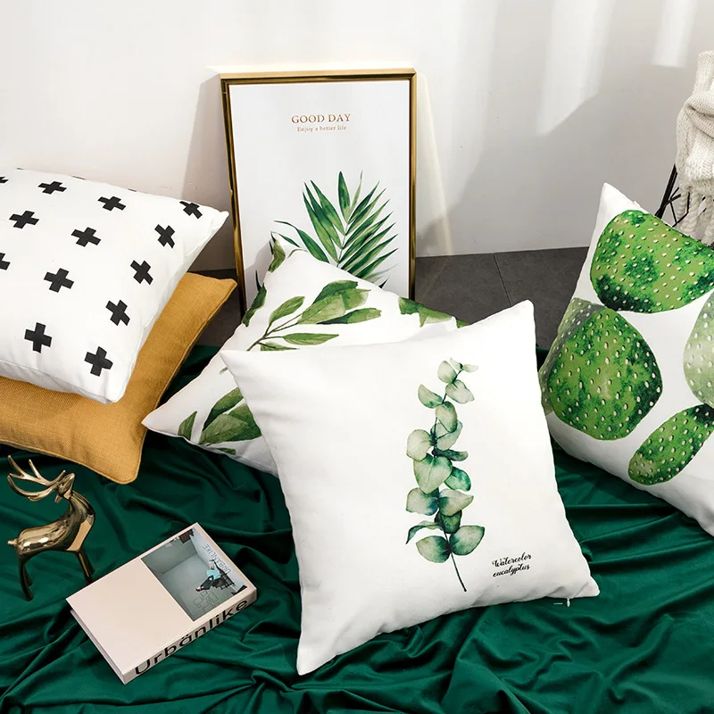 

Tropical Leaf Cactus Monstera Cushion Cover Polyester Throw Pillows Sofa Home Decor Decoration Decorative Pillowcase