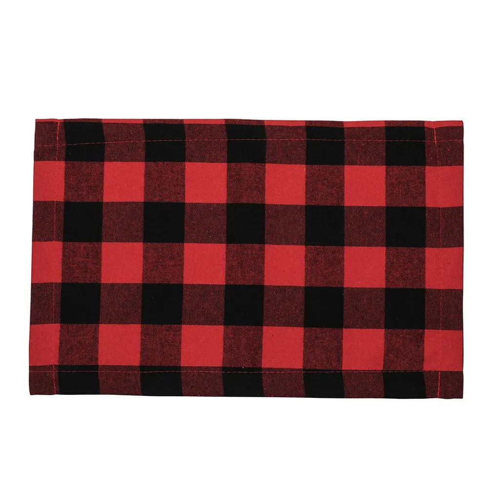 

6pcs/bag Red Lattice Table Mat Christmas Dining Room Placemat Farmhouse Decoration Christening Kitchen Holiday Table