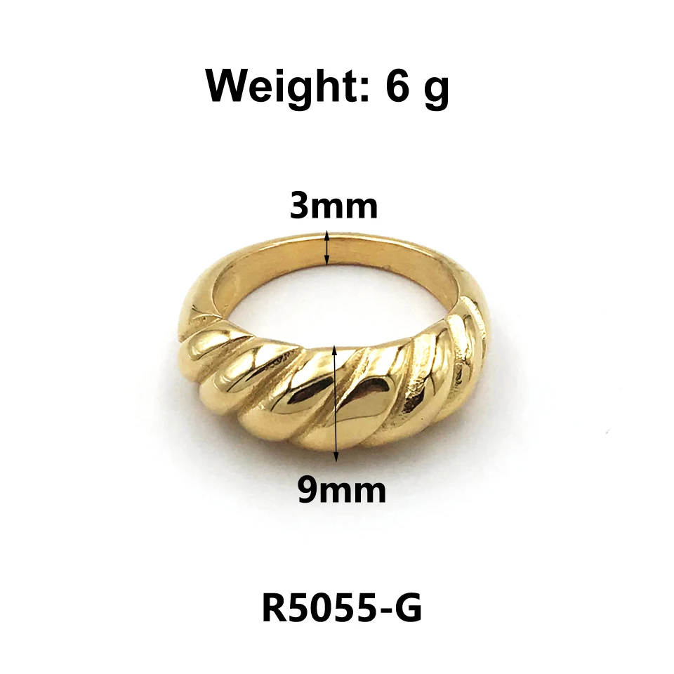 New 18 K Stainless Steel Chubby Rings For Women Simplicity Water Drop Gold Color Chain Ring Wedding Party Rings Jewelry Gift