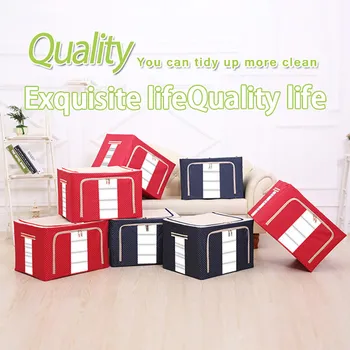 

Large Capacity Clothes Storage Bag Wardrobe Quilt Storage Bag Clothes Laundry Bag Storage Box Zipper Transparent Window 66L #30