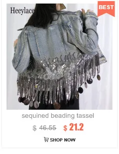 2020 sexy hollow out sequines tassel jeans coat Women Beading Rivet Vintage Boyfriend denim jacket coat Female Long Sleeve Coat