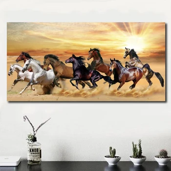 

Running Horses Canvas Paintings For Bed Room Wall Art Prints Sunset Landscape Animals Posters And Prints Home Wall Decoration