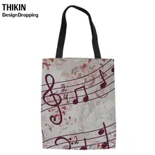 THIKIN женские складные сумки для покупок с музыкальным принтом, Холщовая Сумка-тоут для девушек с рисунком клавиатуры, сумка для путешествий на плечо, тканевая сумка