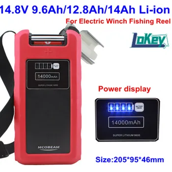 

2020 new arrival 14.8v 9600mAh 12800mAh 14000mAh Lithium ion battery not 12V with BMS for electric winch fishing reel+3A Charger