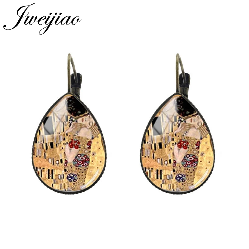 JWEIJIAO, женские серьги, слеза, капля воды, серьги, клипса, стекло, картина маслом, chaim, классические женские ювелирные изделия, изысканный подарок D265 - Окраска металла: D266