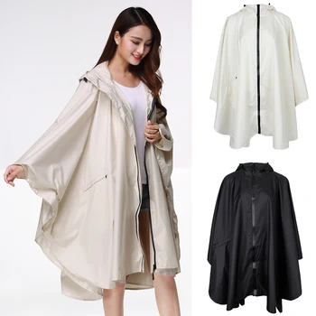 

Women's Lightweight Waterproof Outdoor Hooded Zip Raincoat Portable Poncho