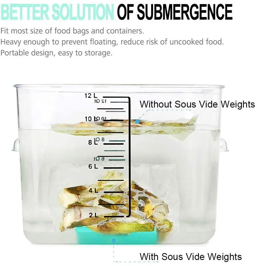 Sous Vide Weights Safe Food Grade Silicone and 304 stainless steel inside  Reduce Food Risk Keep Sous Vide Bags Submerged