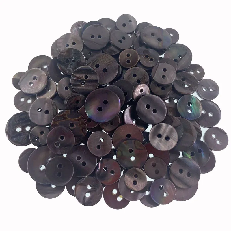 9mm-15mm Natural Shell Buttons For Clothing Black Mother of Pearl Round Shell 2 Hole Button Craft Mother Kids Sewing Accessories