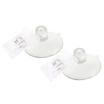 

2 Pcs Plastic Round Suction Cup Clip Advertising Pop Display Holder Stand Clamp White+transparent