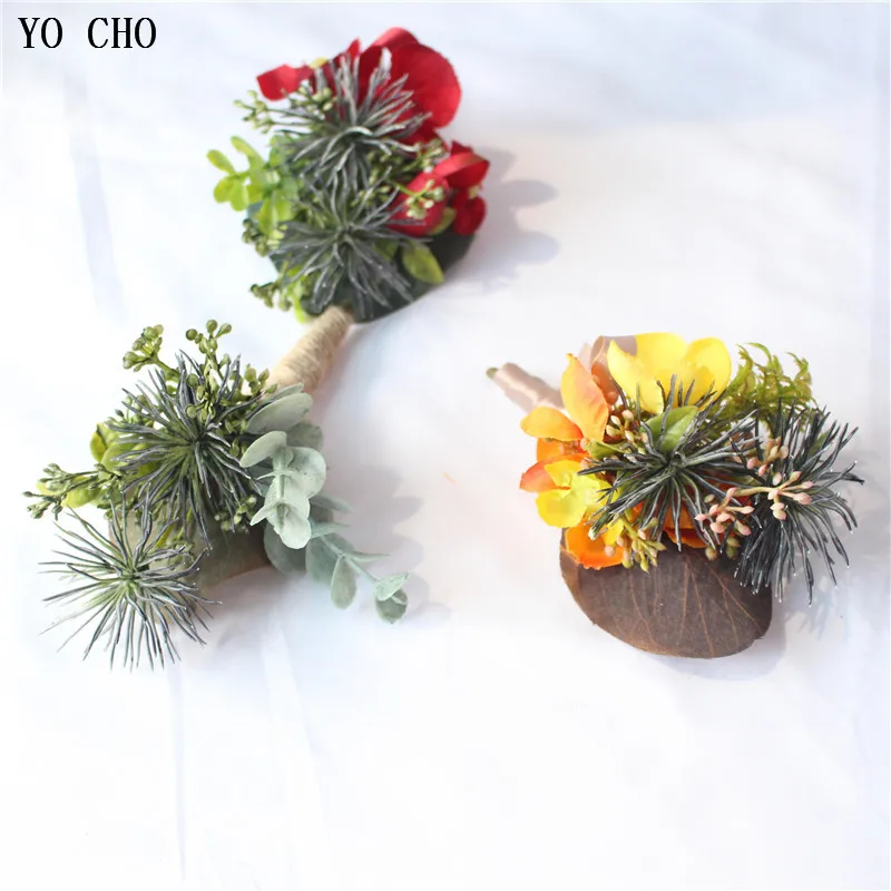 

YO CHO Wrist Corsage Bracelet Bridesmaid Bridal Green Forest Wedding Boutonniere Pin Wedding Corsage Flowers Brooch Witness Prom
