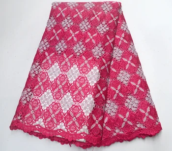 

Beautifical african cord lace 2019 Pink lace fabric high quality guipure lace nigerian lace fabrics for wedding dresses
