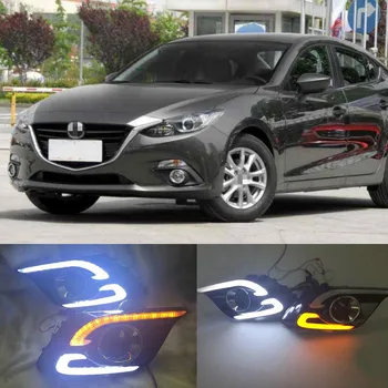 

For Mazda 3 Axela 2014-2016 white yellow LED DRL Daytime Running Lights daylight Fog lights cover fog lamps headlights day light