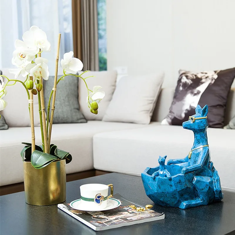 Kangaroo Statue Storage Box Animal Bandicoot Art Sculpture Resin Entrance Coffee Table Entryway Storage Decorations R2468