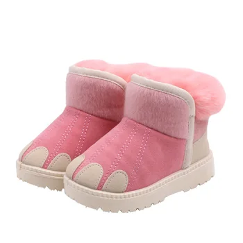 

Winter Girls snow boots Cartoon cat claw Children's Shoes Plush fashion Student Boys boots Kids shoes