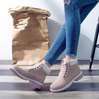 

Women Boots Shoes 2020 Fashion Solid Flats Sneakers Women Snow Boots Women Lace-up Winter Ankle Boots Casual Shoes Woman