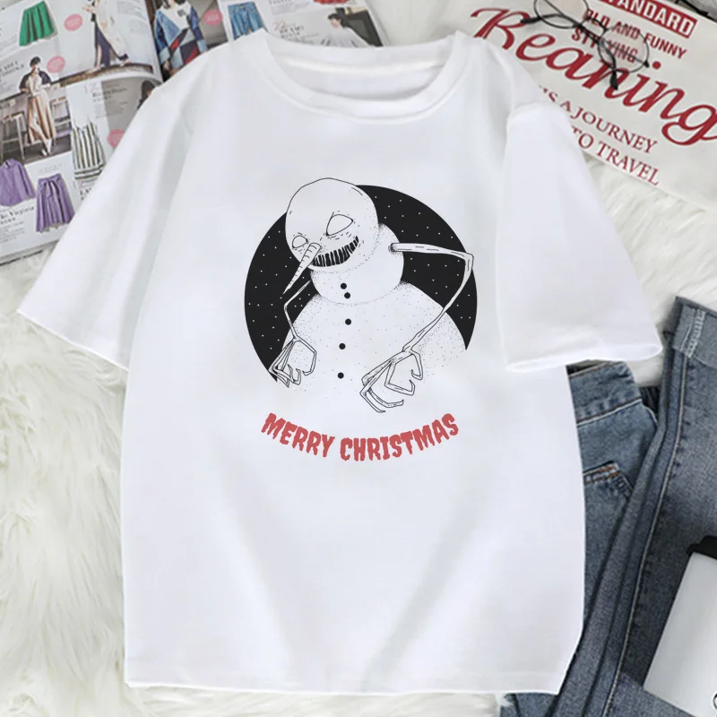 Модный Пижамный костюм с надписью «My Christmas» с милым оленем, женская футболка в стиле Харадзюку, повседневный Белый Топ, женская футболка - Цвет: 4101