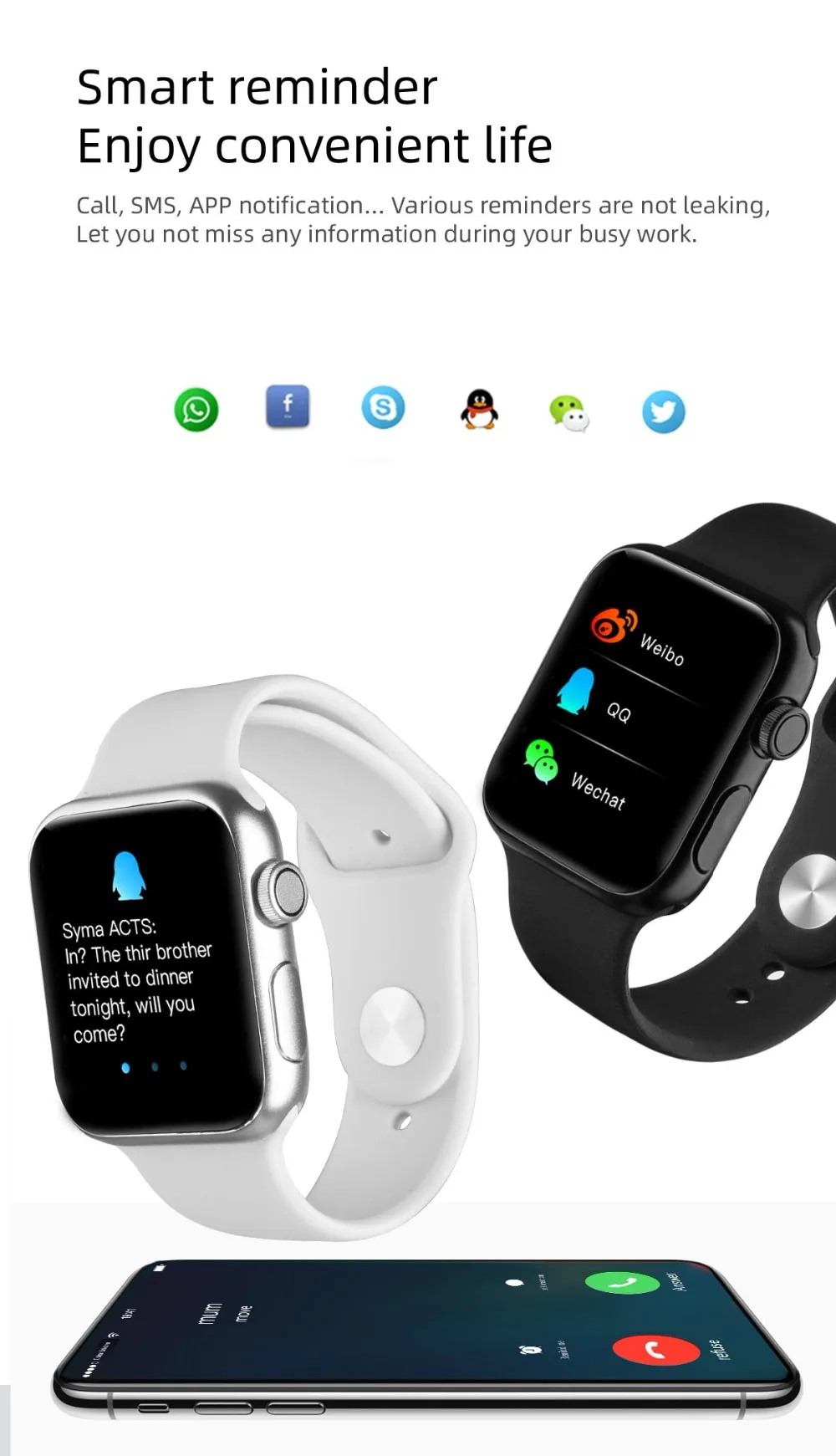 38 мм Смарт часы P20 smartwatch водонепроницаемый браслет сенсорный сердечный ритм кровяное давление для Android IOS